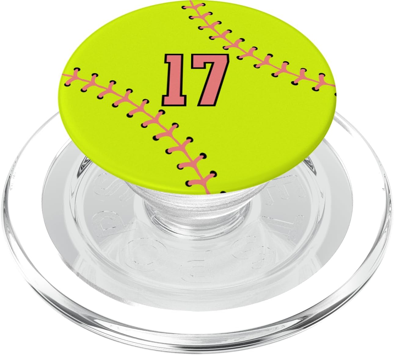 Softball Pink Number #17 PopSockets MagSafe PopGrip for iPhone