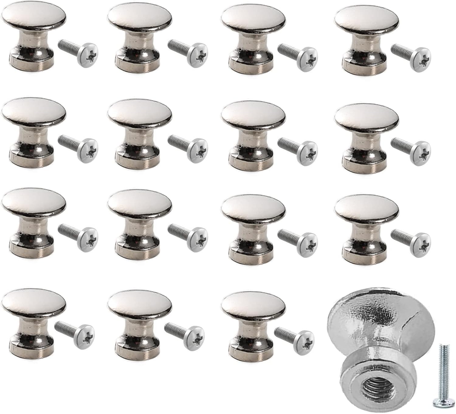 Joyangy 16Pcs Chrome Mini Knobs Small Drawer Knobs 11.5mm