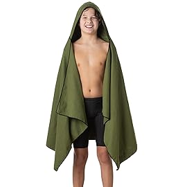 Flow Hydro Sport Towel - Microfiber Quick Dry Swimming Towels for Swim, Pool, Triathlon, and Other Water Sports in Medium, Large, Extra Large, and Hooded Sizes (Army Green, Large w/Hood)