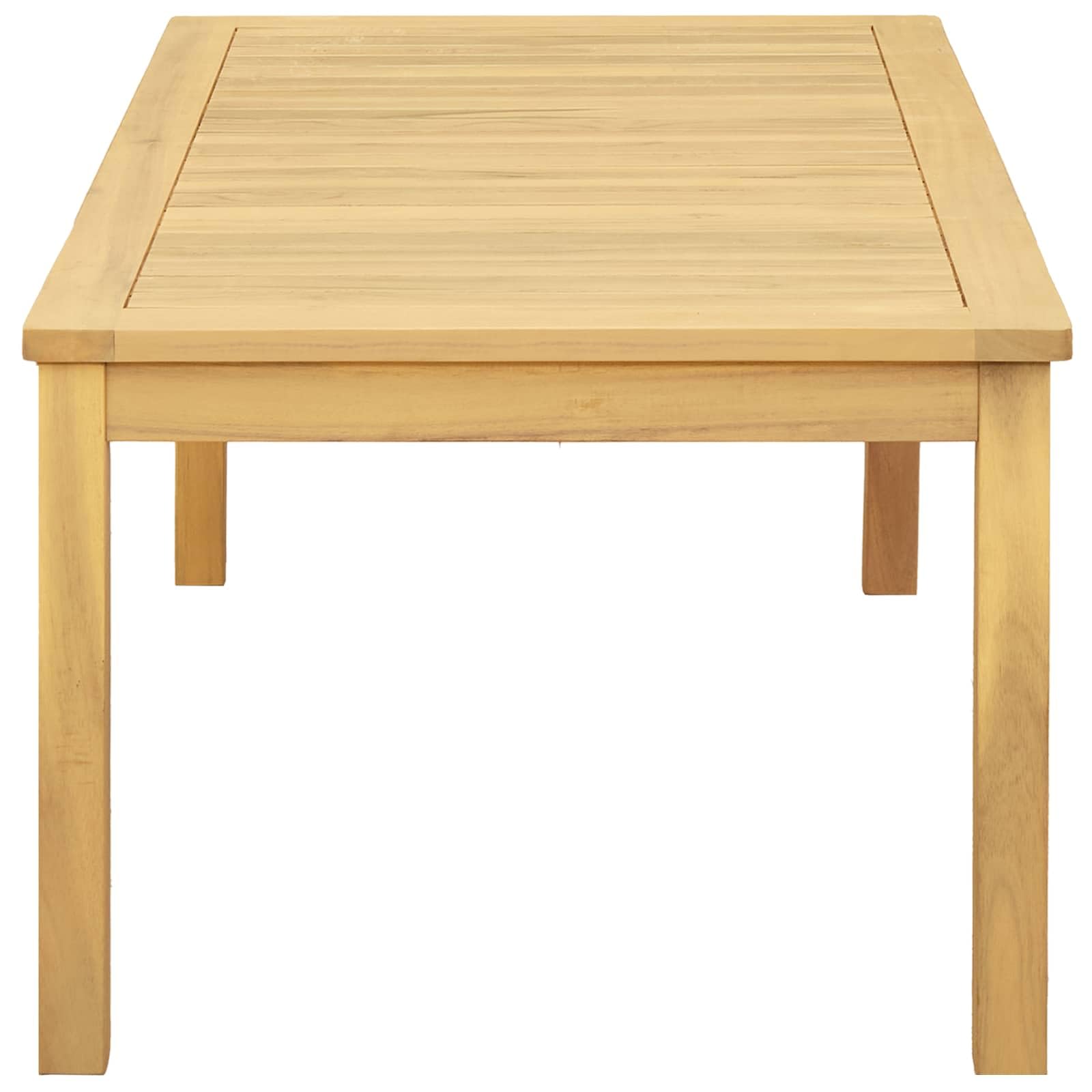 Tavolino da salotto in legno di acacia massiccio, 110 x 60 x 45 cm, resistente alle intemperie, per terrazza, balcone, veranda, esterno, scaffale e gruppo di sedute