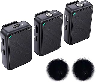 Alovon Wireless Lavalier Microphone, Dual Mini Lapel Mic 2.4GHz Compatible with iPhone iPad USB C Phone Camera Video Recording, External Clip On Mic for YouTube Interview Video Podcast Vlog