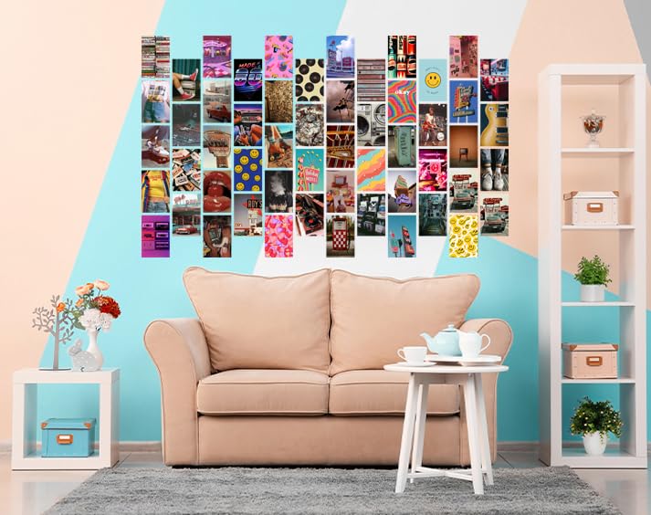 Image of Pack of 54 Aesthetic Pictures Wall Collage Kit Posters - 4 x 6 Inches Wall Decor Poster - Wall Art For Bedroom, Living room, Office - 1 Tissue Tape