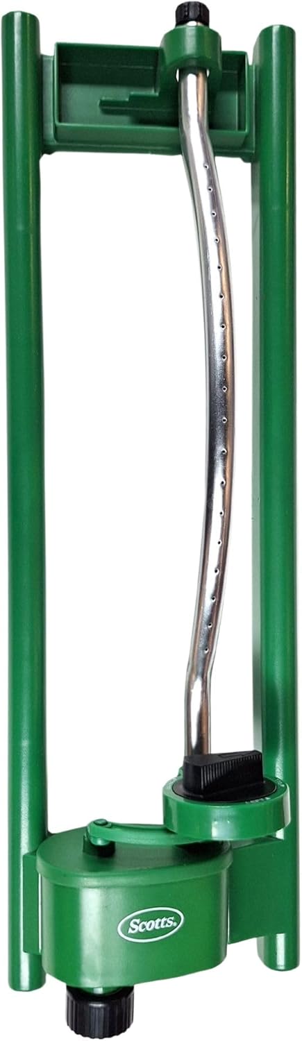 Scotts 18-Hole Oscillating Sprinkler – Adjustable Lawn Sprinkler with 18 Precision Nozzles, Wide Stable Base, and Custom Watering Range for Lawns and Gardens