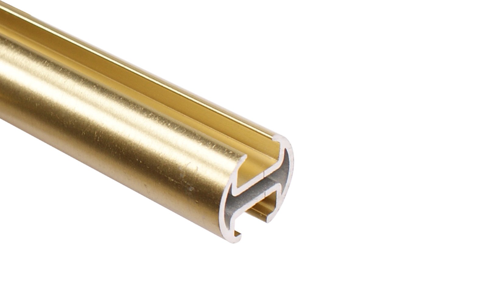 iso-design Innenlauf Vorhangstange mit 20 mm Durchmesser Set inklusive Wandhaltern, Gardinenstange 1-läufig Farbe Messing matt, Endstück Digo, 200 cm