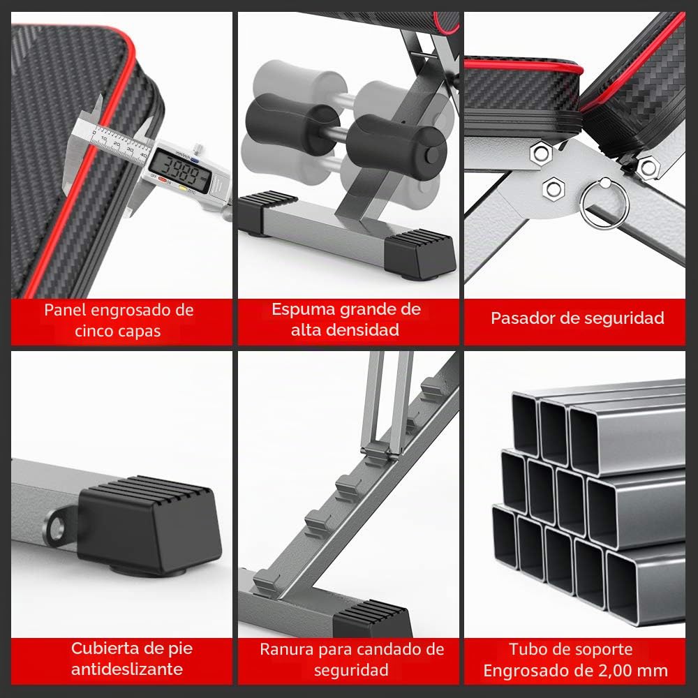 YOLEO Banco de musculación regulable, no requiere ensamblaje, banco de pesas, entrenamiento en casa, respaldo ajustable, apto para principiantes y expertos, carga máx. 300kg