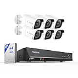 8CH 4K Security Camera System, 6pcs H.265 Bullet Wired PoE Cameras for Home Security Outdoors, Smart Person Vehicle Detection, 8CH NVR Recorder with 2TB HDD for 24-7 Recording, RLK8-800B6