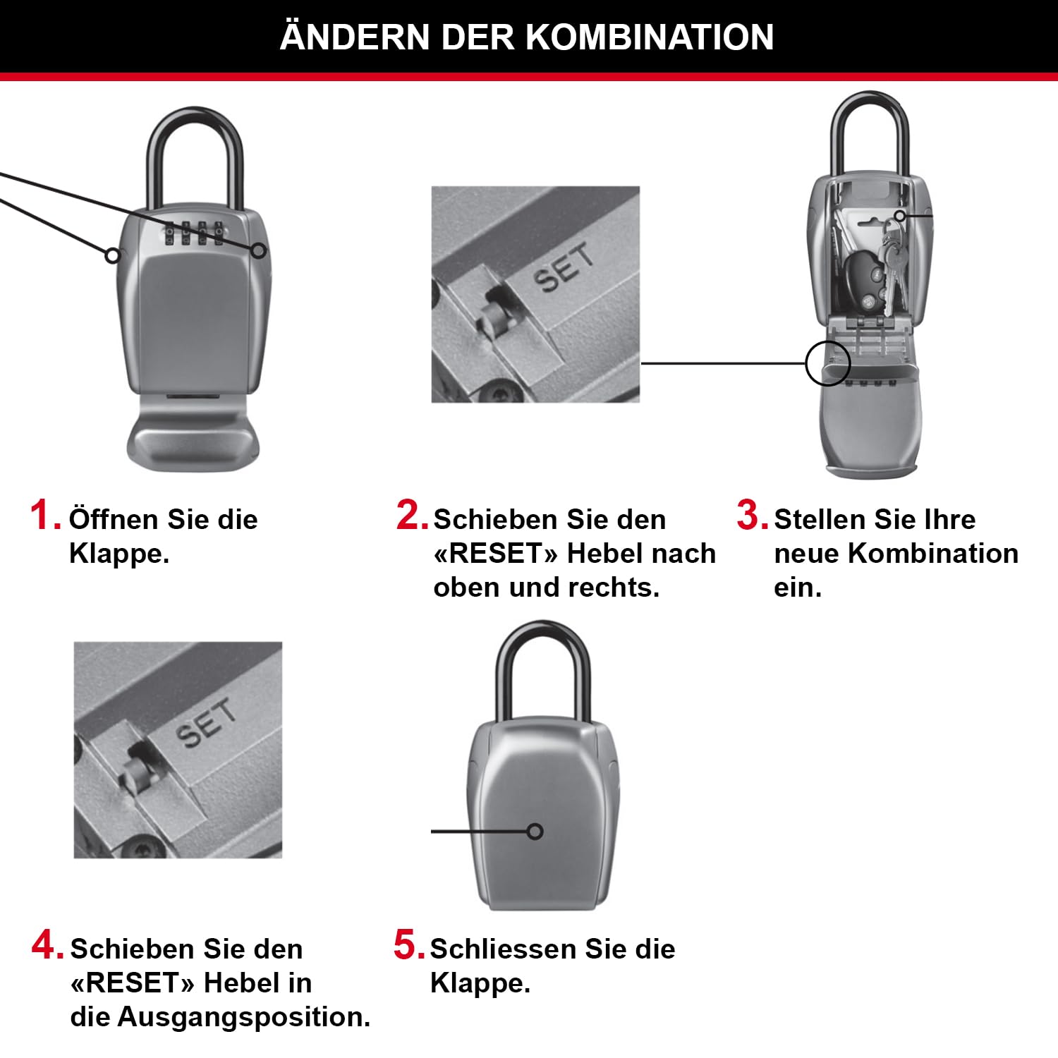 Master Lock Schlüsseltresor Extra Sicherheit Wandhalterung Aussen 13.2 x 10.5 x 4.6 cm
