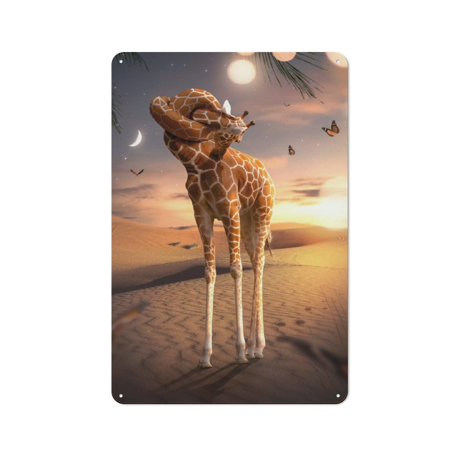 Junmoney Twisted Giraffe Retro-Style Tin Sign 30X20cm For Man Cave Or Games Room, A Metal Wall Feature For Games Rooms And Man Caves