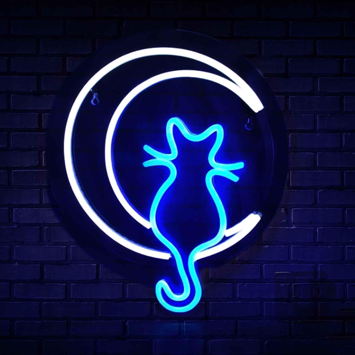 MoonCat neonowy znak, ściemniane, sportowe znaki LED, zasilane przez USB, podświetlane znaki do dekoracji ścian, sypialni, jaskini, domu, sklepu, dla miłośników psów, prezentów, sklepów zoologicznych