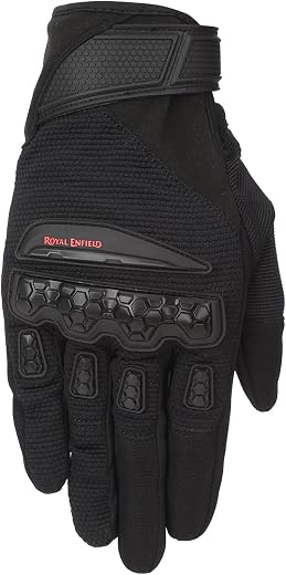 Royal Enfield Urban Hustler V2 Riding Gloves 100% Polyester Air Mesh for Ventilation | TPR Knuckle Protectors | Microsuede