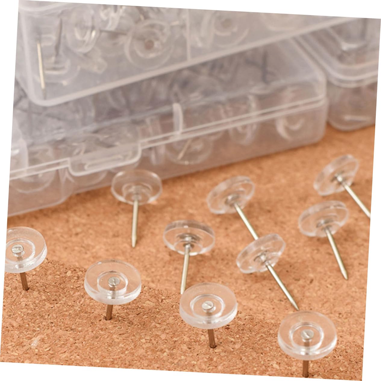 OSALADI 4 Ensembles Ongles en Forme D'id À Tête Plate Poussée De Base Pinces À Punaises Virement Clair Photo des Punaises du Pouce pour Tableau De Liège Le Fer 200 Pièces * 4