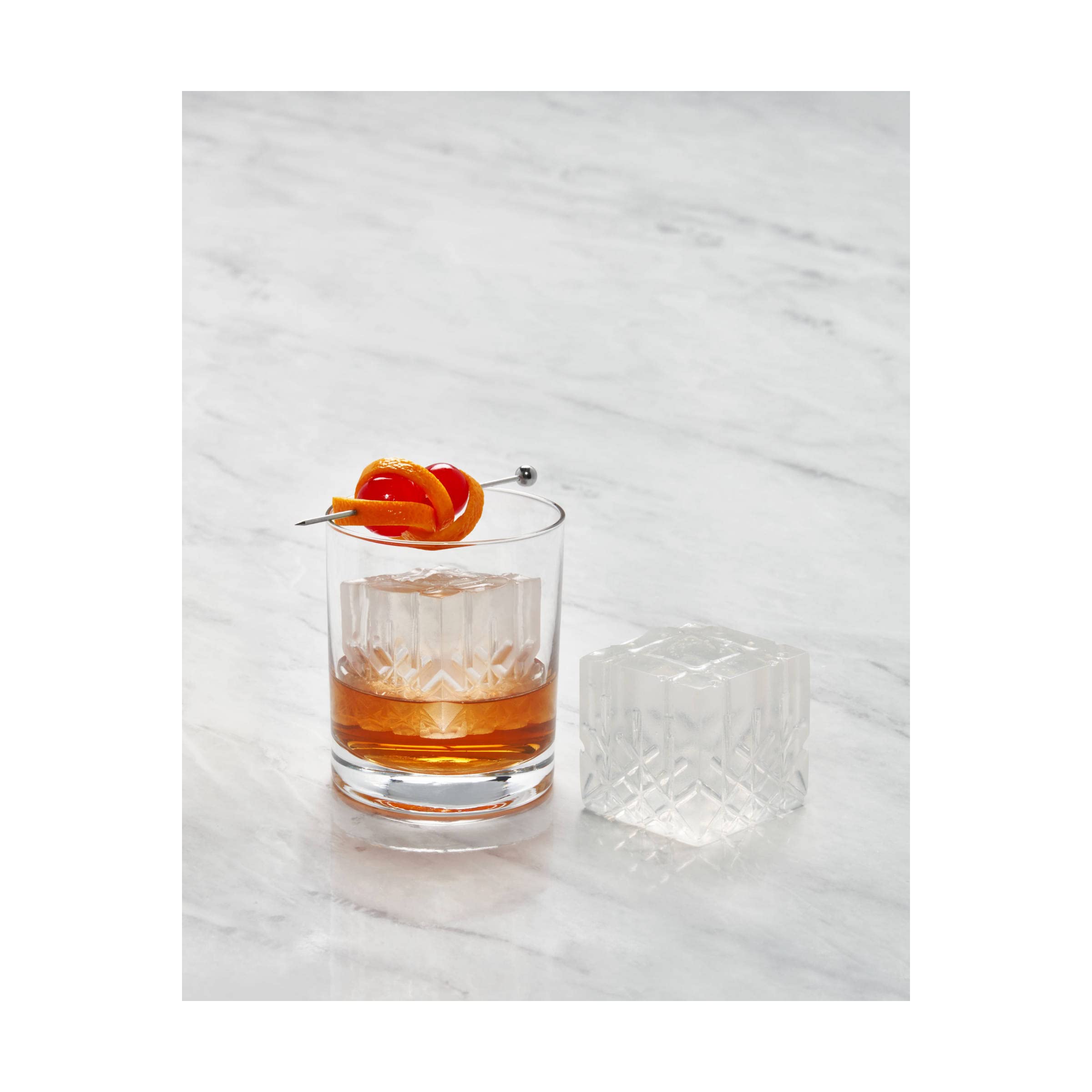 W&P Kristall-Eiswürfelform, perfekt geätzte große Würfel, langsames Schmelzen für Whisky und Cocktails, lebensmittelechtes Premium-Silikon, spülmaschinenfest, BPA-frei
