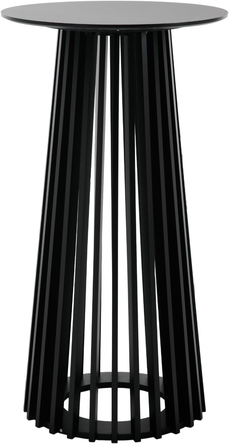 DUOMAY Black Round Bar Table, 43.5" High Wood Bar Table with Stylish Geometric Base, Modern Style Cocktail Tables for Parties, Kitchen, Dining Room, Coffee Shop
