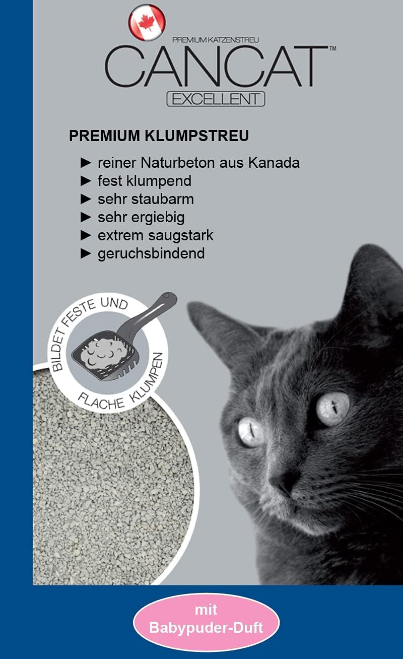2x15 kg CANCAT Excellent kanadische Premium Katzenstreu Klumpstreu Babypuderduft