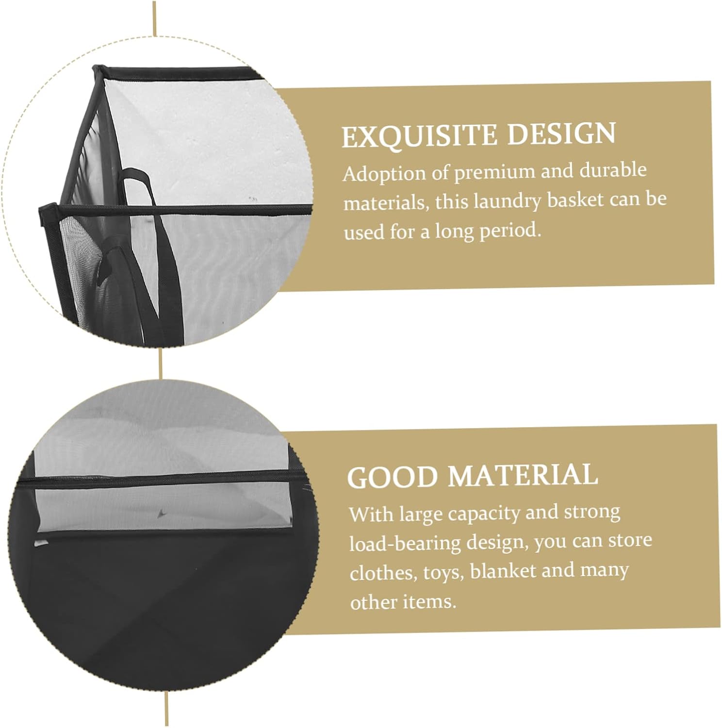 VOSAREA Dirty Clothes Basket with Handles Portable Mesh Laundry Hamper for Home and Travel Tear Resistant Storage Organizer for Bedroom and Closet Space Saving Double Layer Design