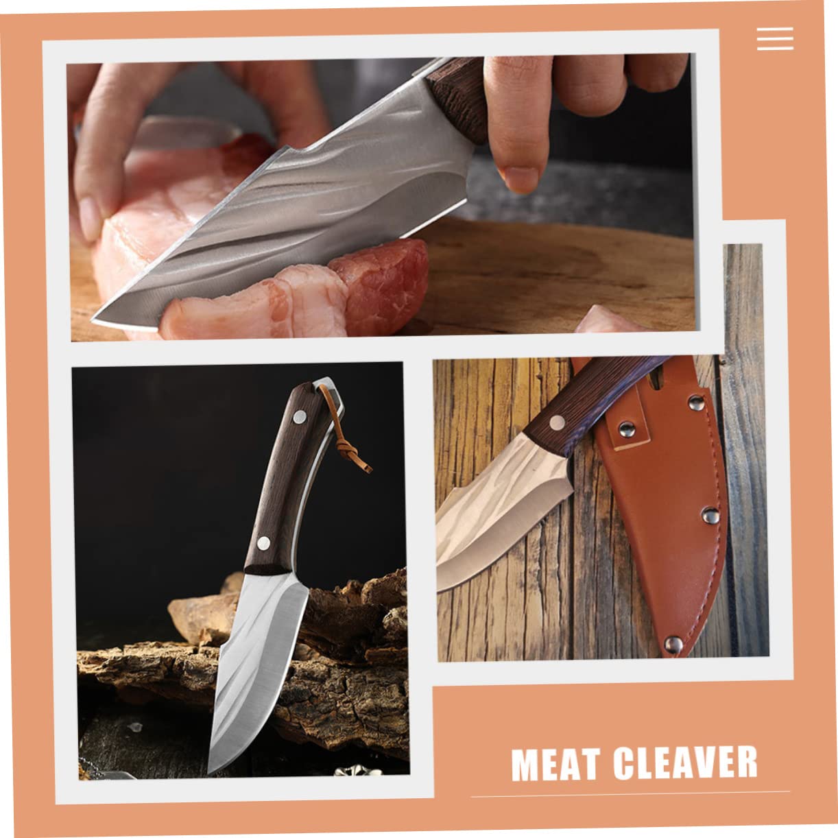 GRIRIW Vegetable Meat Cleaver Knife Kitchen Supply Sturdy Easy to Use Sheath for Camping and Cooking