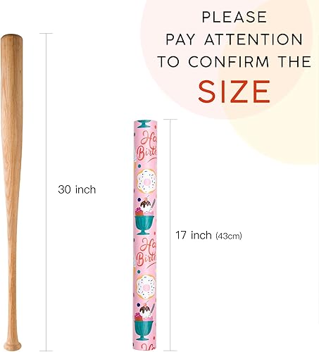 Vista 485 de WRAPAHOLIC Papel de regalo reversible, mini rollo, 17 pulgadas x 33 pies, adorable diseño de gato y azul sólido para cumpleaños, vacaciones