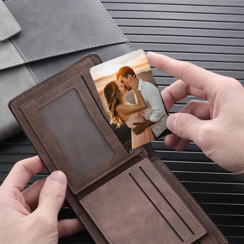 Personalized Metal Wallet Card with Picture - Custom Photo Text Engraved Wallet Insert for Husband Dad Men - Valentines Anniversary Memorial Gifts for Mothers Day Fathers Day (Style 2)3