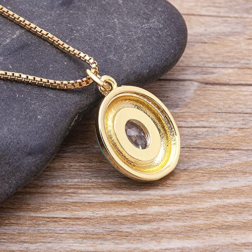 Collier pendentif ovale micro-pavé anti-ternissement avec chaîne solide - 3