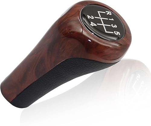 XQSMWF Pomo de palanca de cambios manual de grano de madera de 5 velocidades compatible con BMW E81 E82 E87 E46 E90 E91 E92 E60 E61 E63 X1 E84 X3