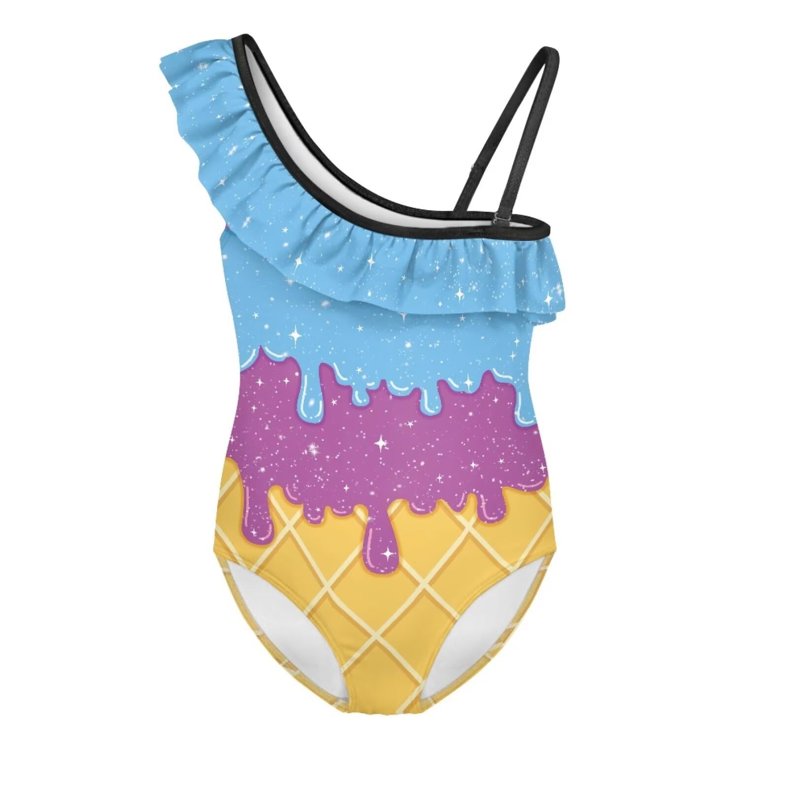 Girls One Piece Bathing Suit,Slim-Fit Ruffle Strap Swimsuit with Adjustable Strap Quick Dry Summer Beach Swim Suit