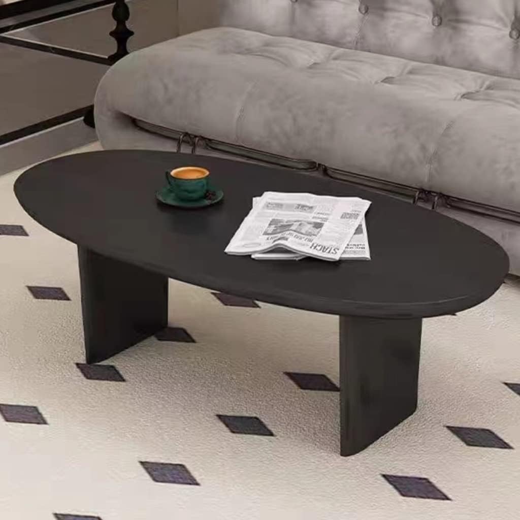 Aimery Office End Table Living Room Tables Coffee Table, Living Room Solid Wood Sofa Side Table, Small Household Black Wabi-Sabi Wind Oval Small Table (Color : 80X55X42CM)