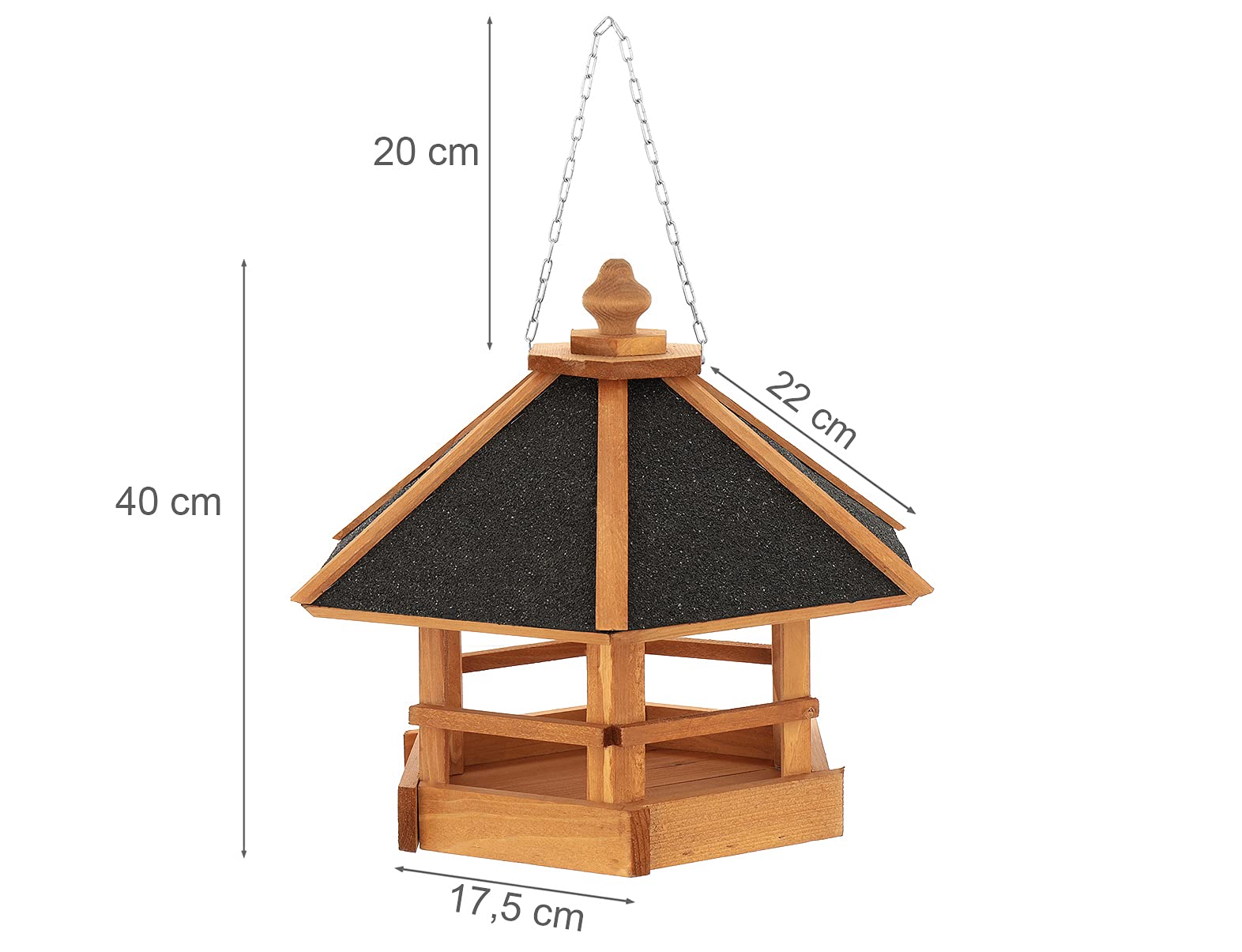 Vogel Futter Haus Futterstelle Sechseck aus Holz Vogelhaus zum Hängen