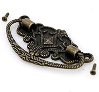 Vista 3 de LXZ 6 piezas de tirador de cierre vintage de latón antiguo para cajón de madera, gabinete, armario, longitud 2.8 pulgadas (7.1 cm) y altura 1.7