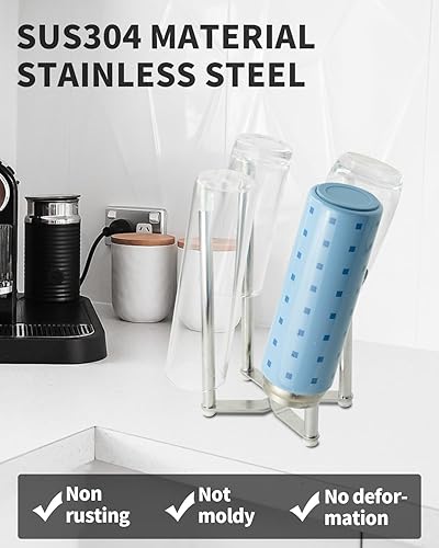 Miniatura 8 de Soporte para soporte de cocina, estante de secado de bolsas de plástico, tazas multifuncionales para encimera, botellas, estante de secado para