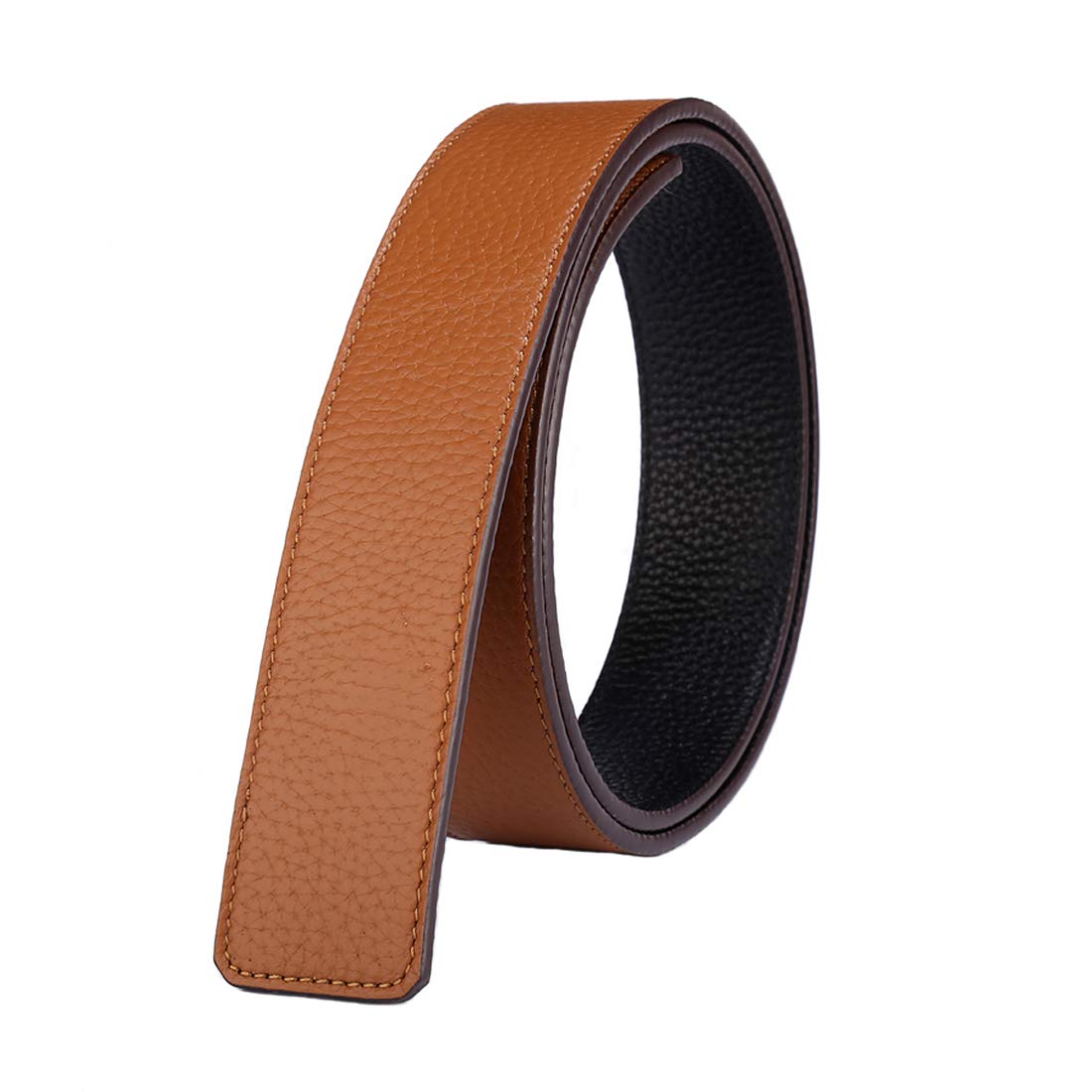 Vatee's Men's 112: Black / Earth Yellow Reversible Genuine Leather Belts For /Wo Replacet Belt Strap Without Buckle 1.5"(38Mm) Wide 49"(125Cm) Long Black &