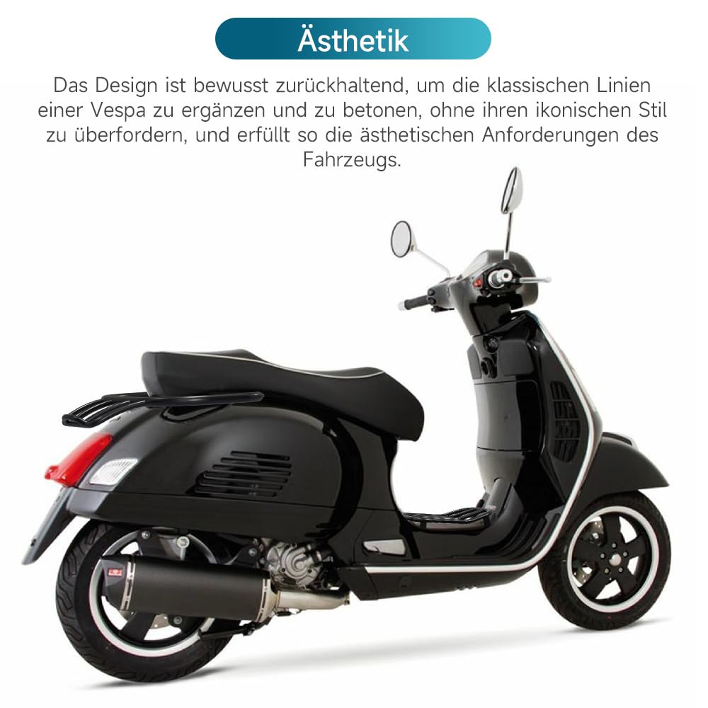 Motorrad Gepäckträger Mitte Durchstieg schwarz Matt für Vespa GT GTL GTV GTS 125-300