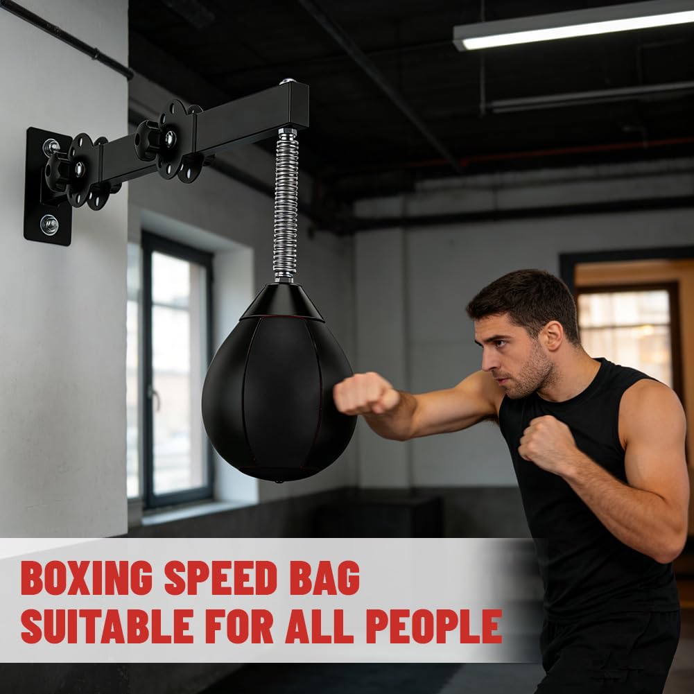 Speed Punching Ball - Hauteur réglable et pliable - Support mural - Balle de boxe avec suspension - Entraînement de gym à domicile