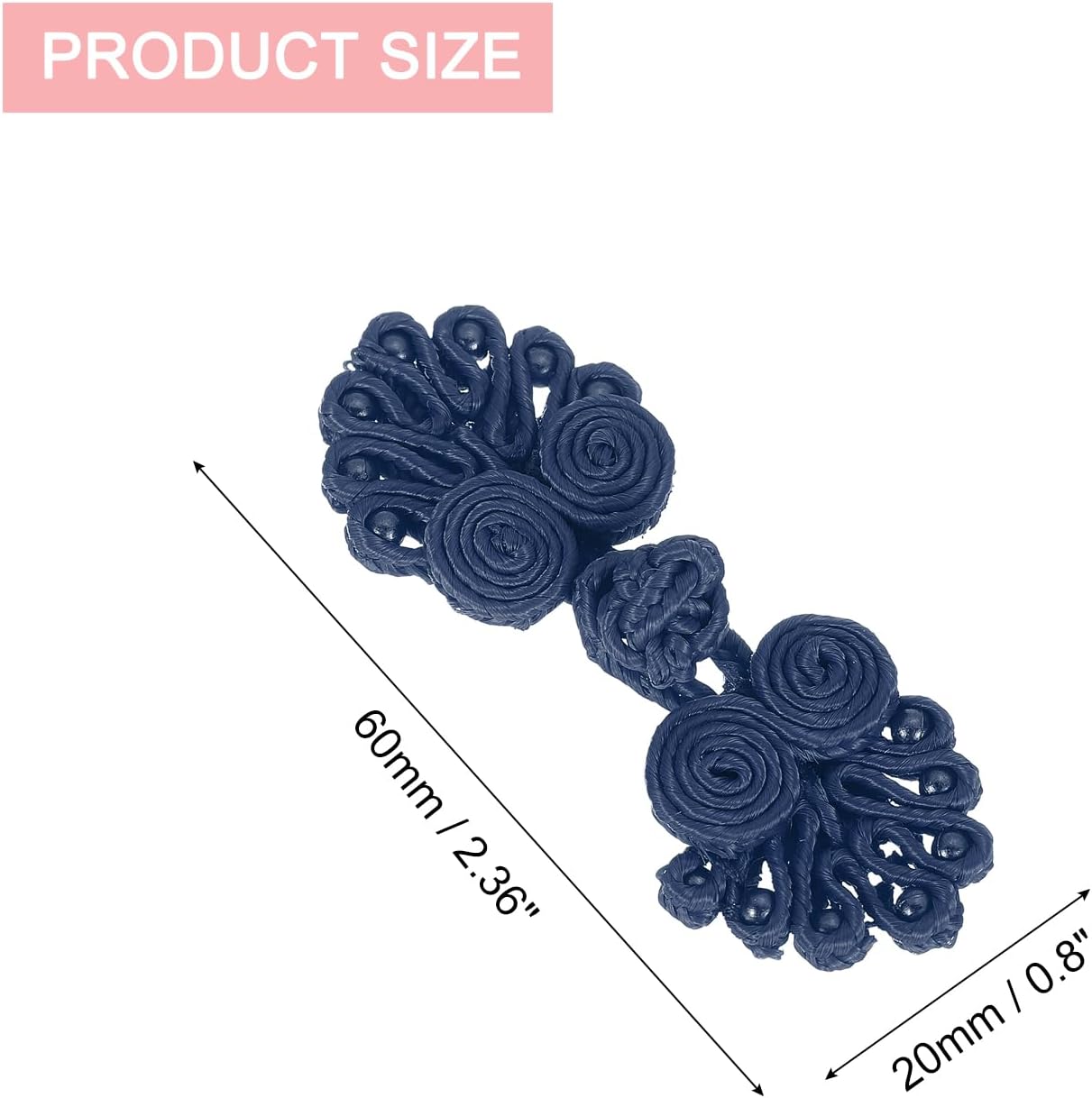 uxcell 10 Set Chinese Closure Buttons Chinese Knots Frog Buttons Handmade Sewing Fasteners for Tang Suit Scarf Coats Sweater Cloak Costumes Outfit Sewing (Navy, 60 x 20mm)