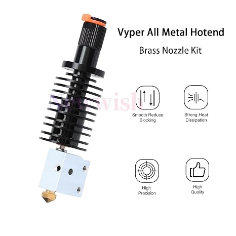Vyper オールメタルホットエンドキット、アップグレードバイメタルヒートブレイク、アルミニウムヒーターブロック、真鍮ノズル 0.4mm バイパー、コブラマックス、コブラプラス3Dプリンター押出機ボルケーノV5 J-Head Hotend用。