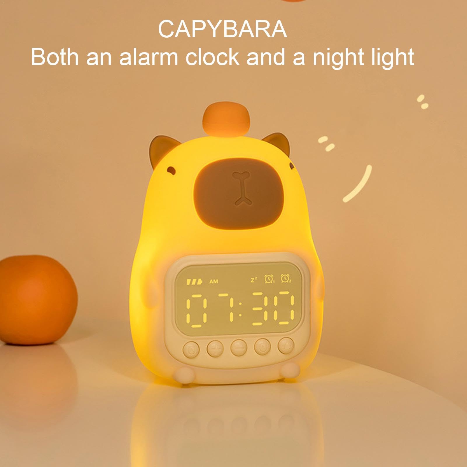 Adorable Despertador Digital - Luz De Noche De Capibara Y Entrenador De Sueño | Lámpara Digital De Capibara, Relojes De Mesa, Reloj De Mesa Con Animales De Moda Para Habitaciones De Niños Y Niñas