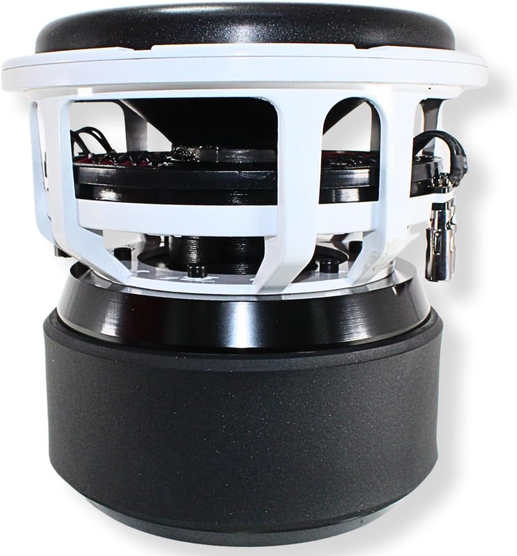 Side view of the B2 Audio Rampage 10-inch subwoofer, showing the full depth and magnet structure.