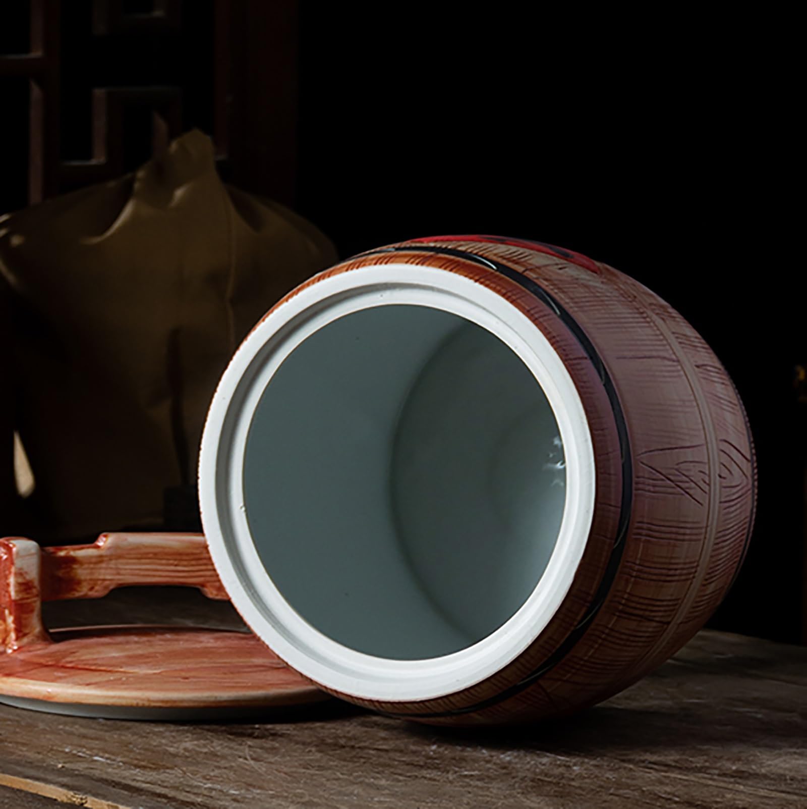 Contenitore Ceramica Per Riso Con Coperchi Grande Distributore Contenitori La Cucina Organizzazione Cinese Secchio Contenitori Per Alimenti Domestici Cilindro Barattoli Per Alimenti Ermetici Design(Sm