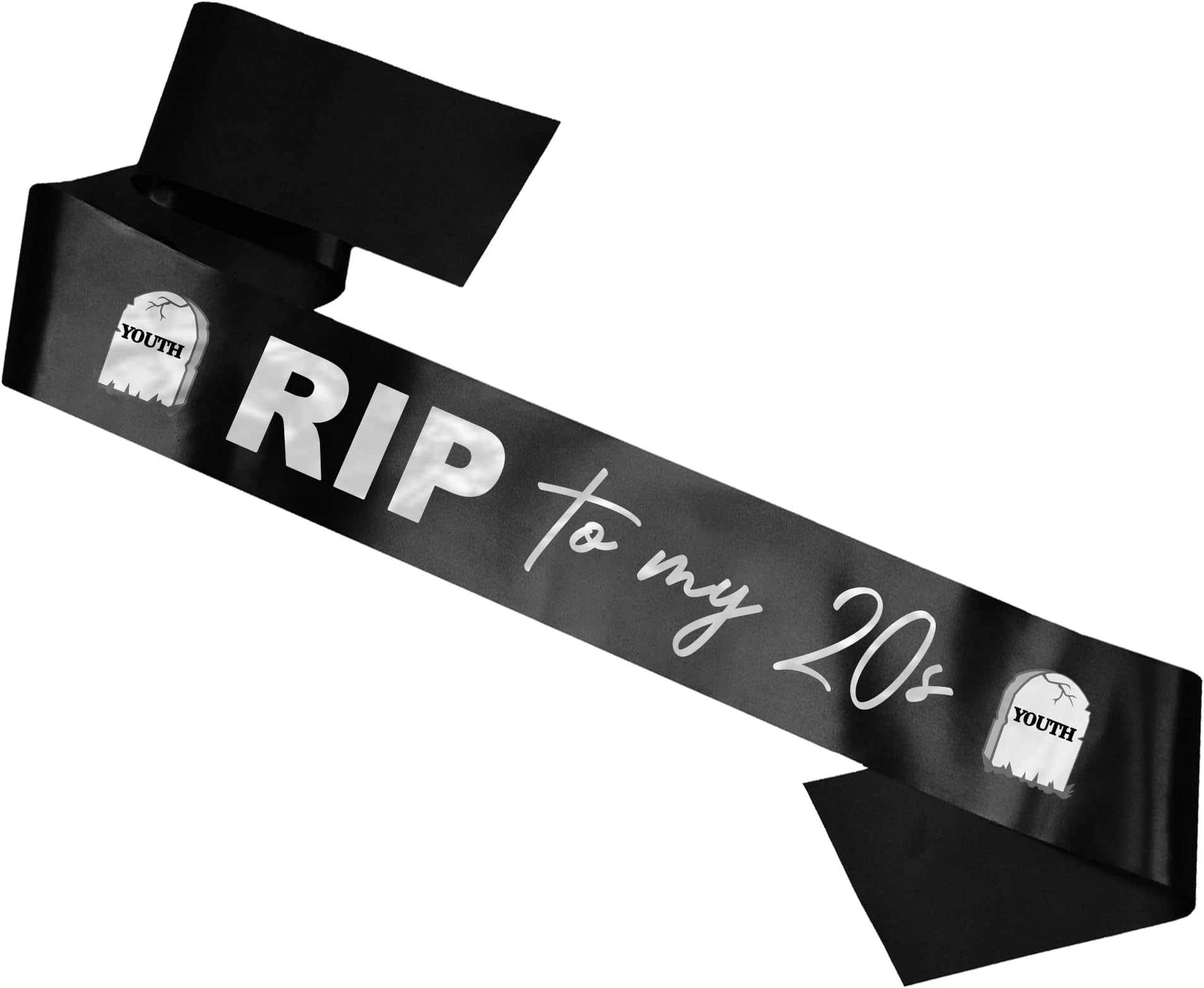 My Pretty Little Gifts RIP to 20s Sash - Birthday Sash - 30th Birthday Celebrations Party Decorations | Satin Ribbon Black