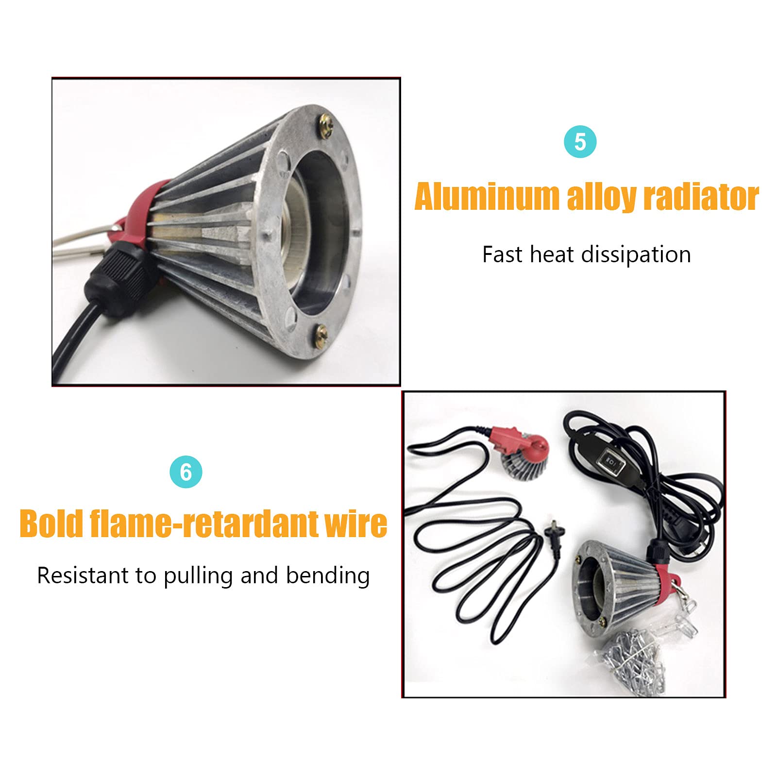 S-pomy Lampara de Calor para Pollito Perro Mascota, Lampara de Calor Termostato Doméstica 220v para Evita el Frío en Invierno, Bombilla a Prueba de Explosiones+Diseño de Control de Temperatura