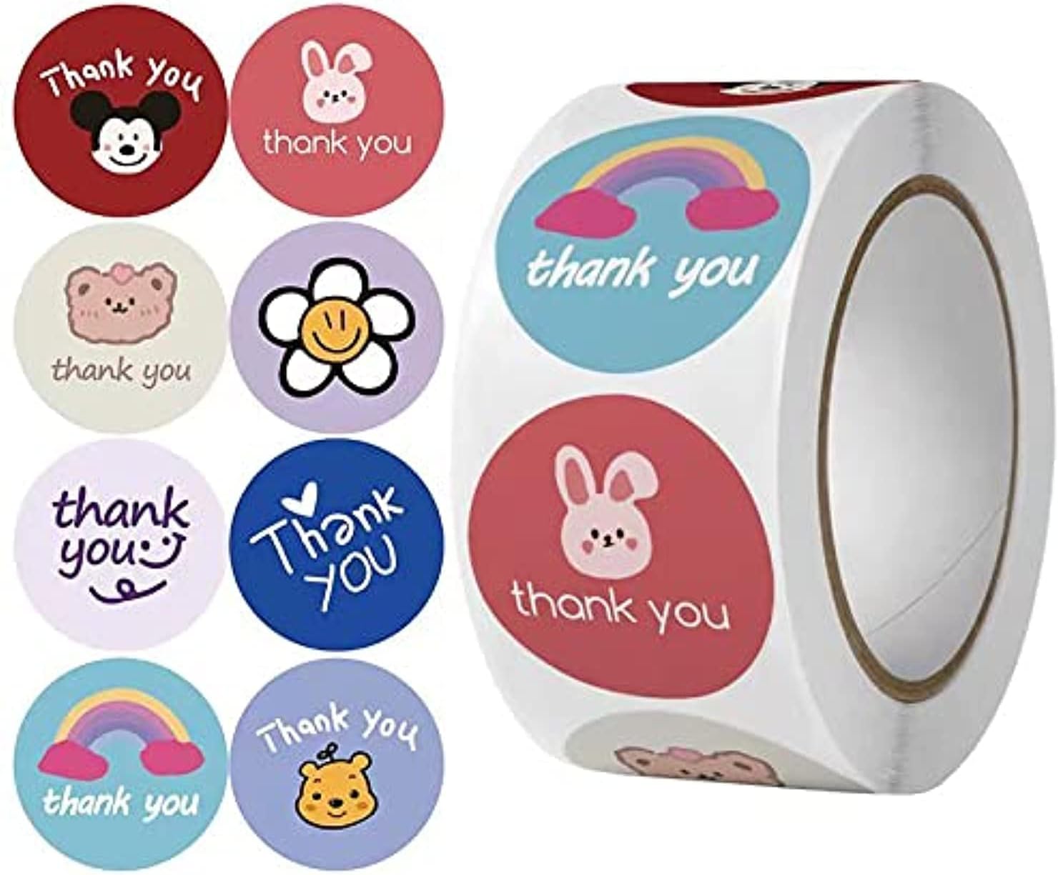 PREMIFY 1Inch Thank You Stickers, 500Pcs Thank You Labels for Gift Wrapping, Baking Packaging, Envelope Seals, Small Business, Birthday, Wedding, Party Gift Wrap Bag, Round Label For Gift Shop