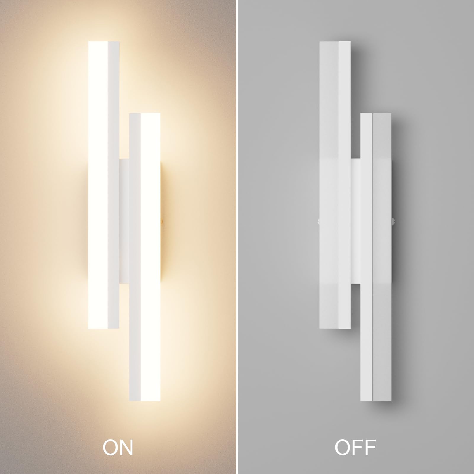 Klighten Applique da Parete LED Interno 40cm, 12W 850LM Lampada da Parete Decorative Mordern, Luci da Parete per Camera da Letto, Soggiorno, Scala, 110-240V, Bianco Caldo 3000K, Bianco