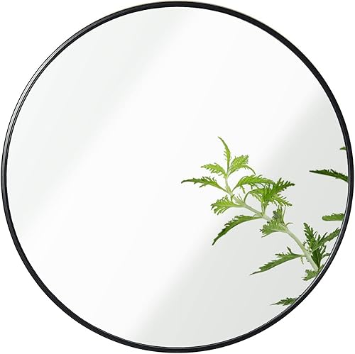 Espejo de pared circular redondo de 39 pulgadas, espejo decorativo grande negro para marco de metal de pared, espejo de baño, espejo de pared,