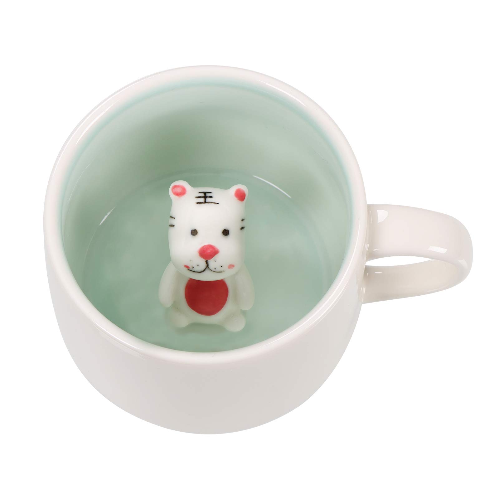 Szoyeay Tiger Ceramic Cup Hidden 3D Animal Inside Mug (Tiger)
