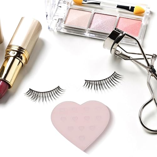 Miniatura 8 de Beaupretty Bandeja de extensiones de pestañas de vidrio, soporte para paletas y azulejos en forma de corazón, herramienta de extensión organizadora