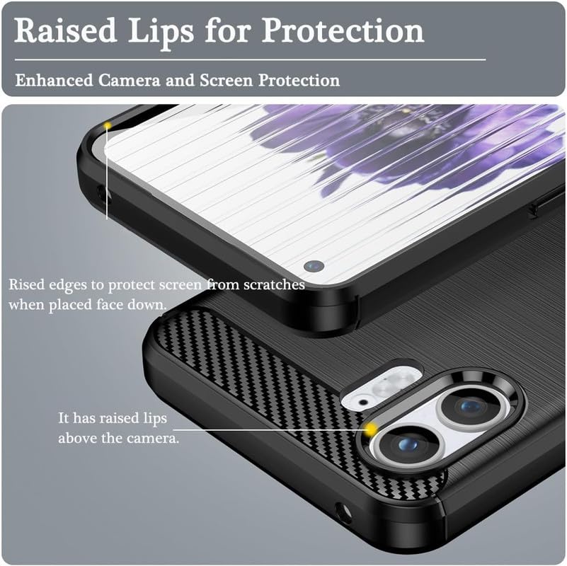 Image of NPRC Hybrid Ultra Slim Protective Case TPU Non-Slip Carbon Fiber Texture Shockproof Case Cover for Nothing Phone 2 - Black