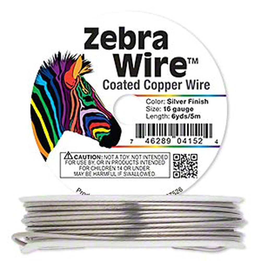 Ny6designZebra Wire Gold/Silver/Copper Round Spool 12, 14, 16, 18, 20, 22, 24, 26 Gauge (16 Gauge 6 Yard, Silver)