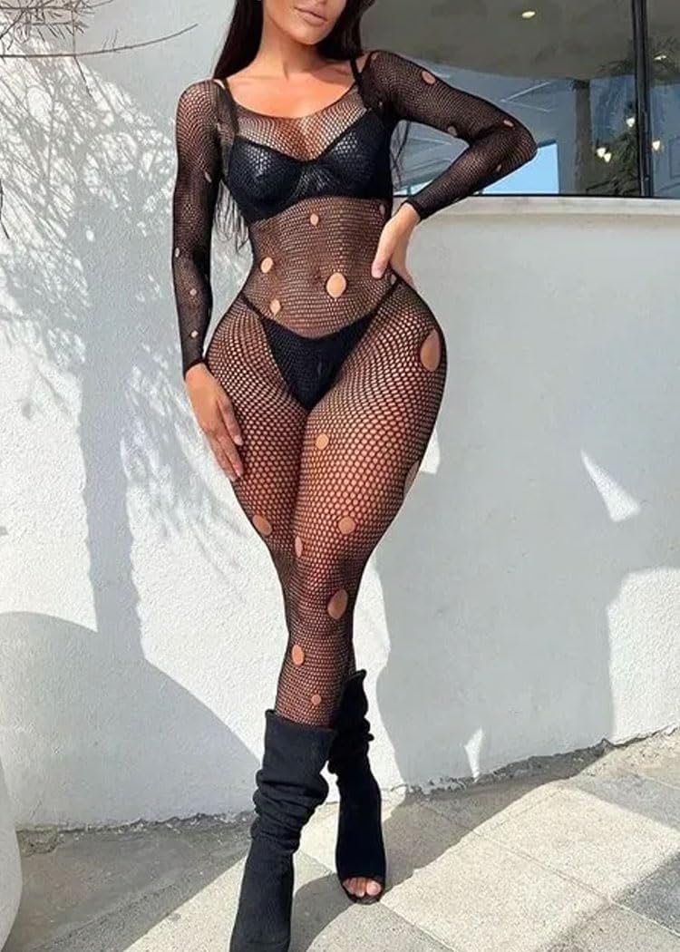 XIUSEMY Women Sexy Bodystocking One Piece Badydoll Fishnet Lingerie Nightwear Plus Size - Image 3
