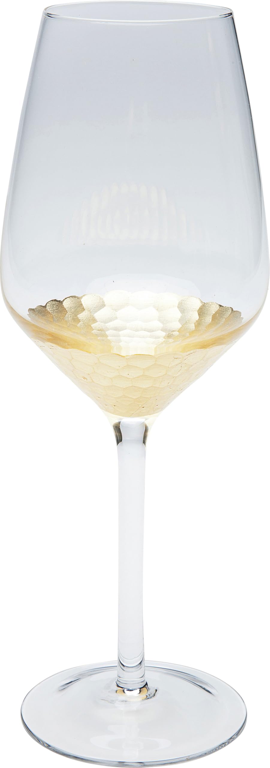 Kare Design Weißweinglas Gobi, Gläser-Set, 6-teilig, 450ml, Glas mit goldenen Details, Luxuriöser Kelch für festliche Tischdeko, Modernes Weinglas