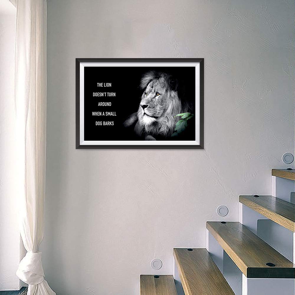 Ezposterprints - Most Popular Lion Theme Quote Posters - Power Strength Brave Beast Motivational Quotes Poster Printing - Wall Art Print for Home Office - Turn-Around - 36X24 Inches