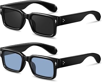 YDAOWKN Square Frame Sunglasses for Women Men Trendy Chunky Rectangle Sun Glasses Black Shades UV400 Protection